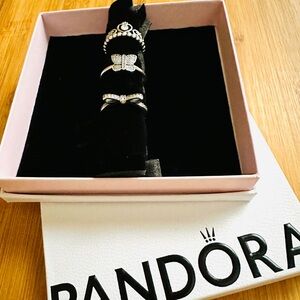 Pandora Silver Ring Trio